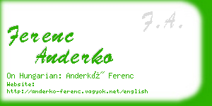 ferenc anderko business card